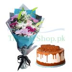 Mix Flower Bunch and Lotus Cake