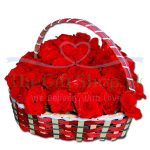 Red Roses In Heart Shape Basket