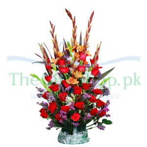Red Roses and Glads Basket